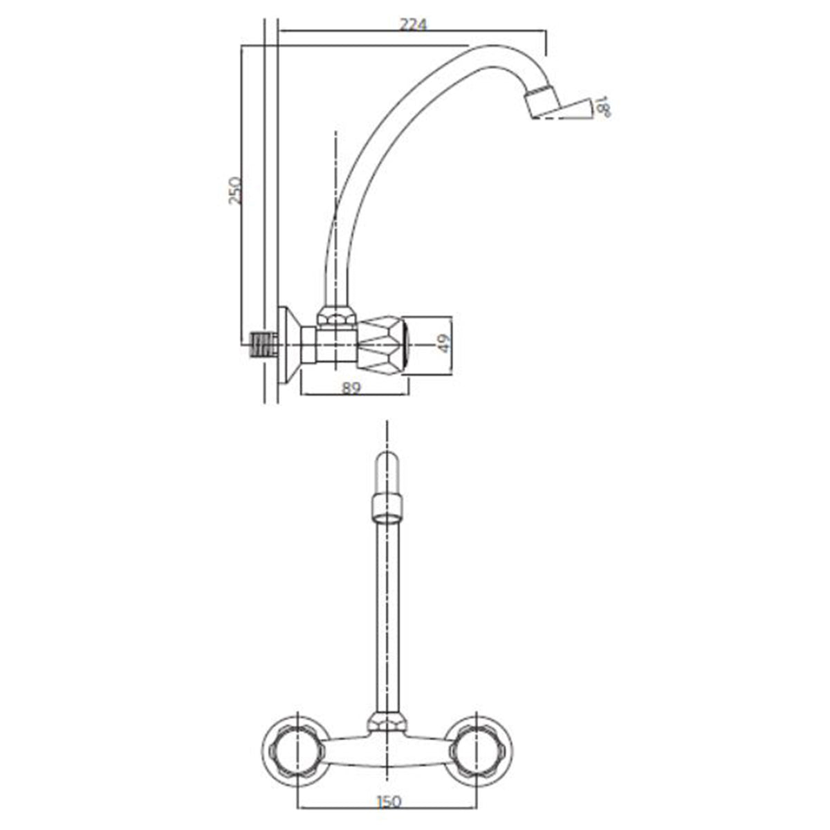 Combinación Lavaplatos 6&quot; a muro Mossini Metal Cromo