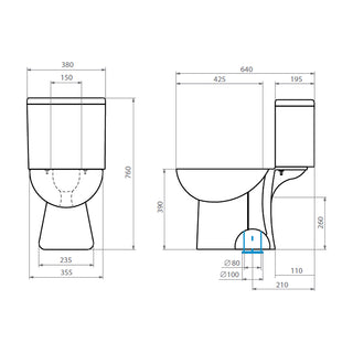 Sanitario Wc Two Piece Aura Plus - Descarga Piso 30 cm (Vertical)