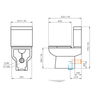 Sanitario WC Two Piece Atos - Descarga a Piso 21 cm (Vertical)