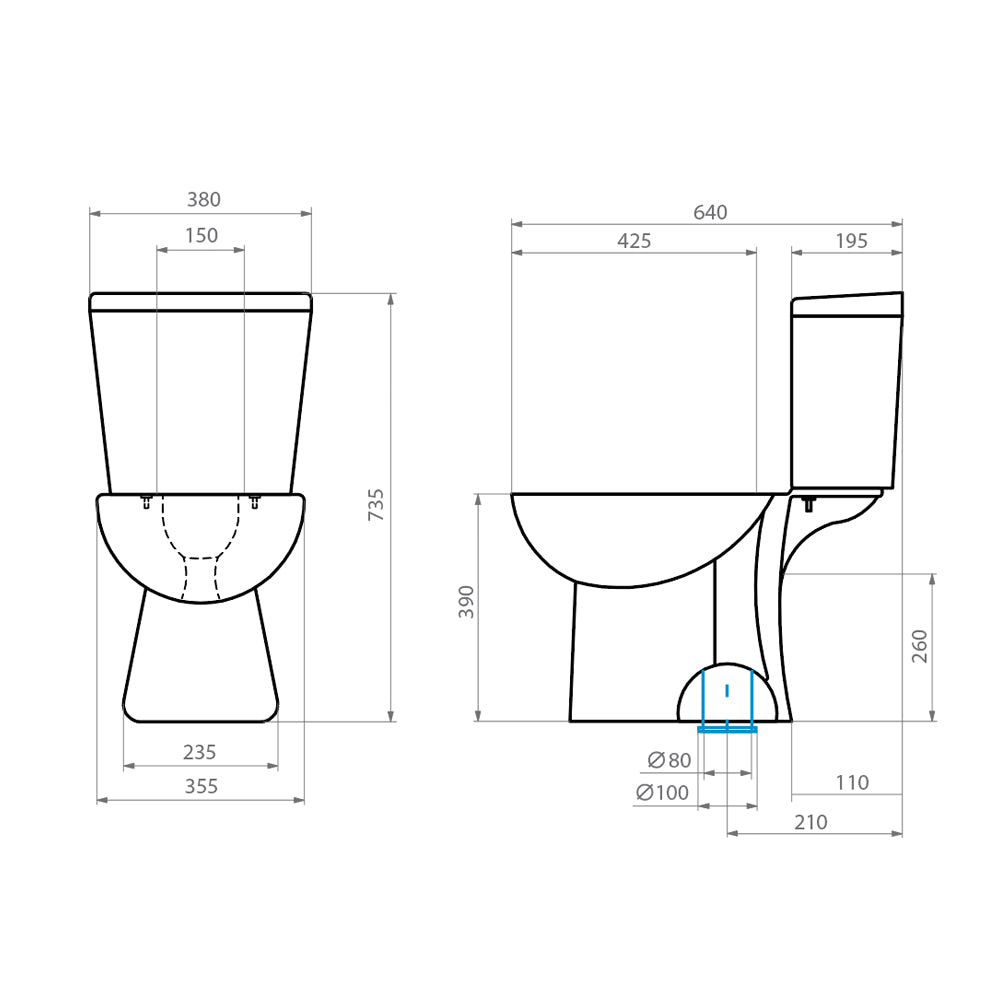 Taza WC Aura Vertical con fijaciones