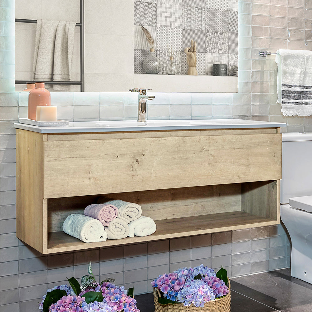 Mueble Vanitorio Belle Nogal + Cubierta 60x46x50 cm