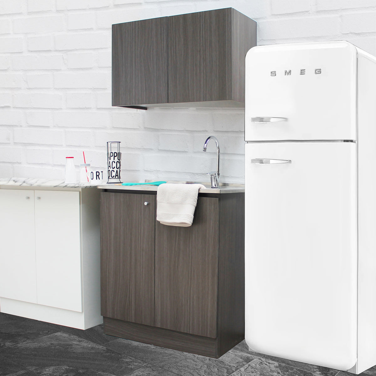 Mueble Cocina Lys a Piso 80x50x90, Color Ébano, Desarmado