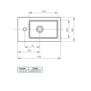 Mueble Vanitorio Petit Roble + Cubierta 60x46x26 cm