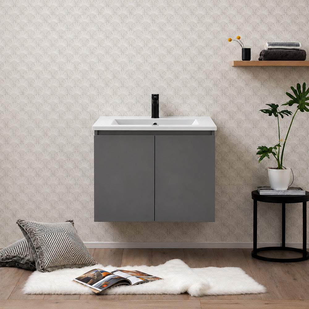 Mueble Vanitorio Ermes Cinza + Cubierta 60x46x50 cm