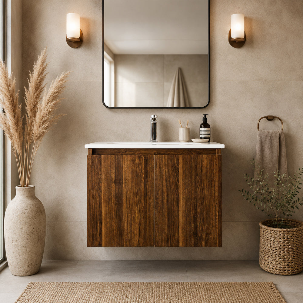 Mueble Vanitorio Ermes Roble + Cubierta 60x46x50 cm
