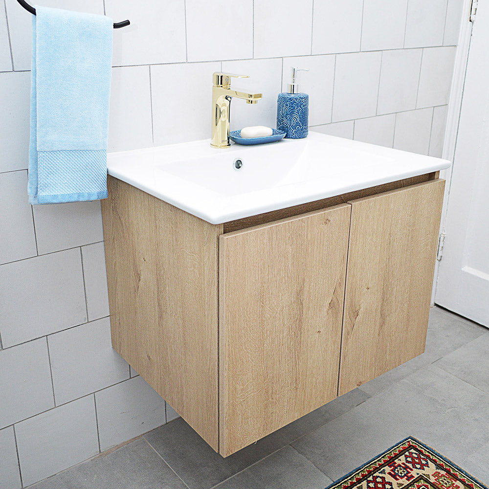 Mueble Vanitorio Ermes Nogal + Cubierta 60x46x50 cm