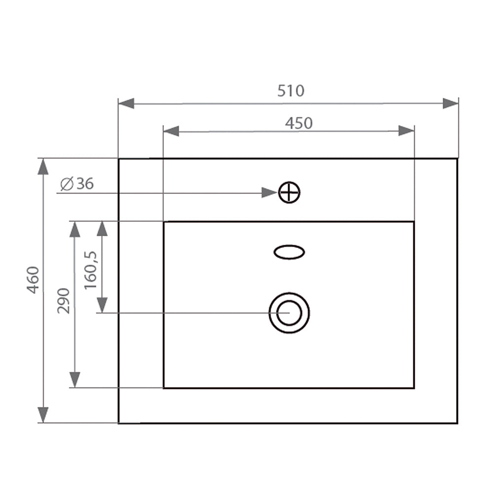 Mueble Vanitorio Moyen Nogal + Cubierta 50x46x50 cm