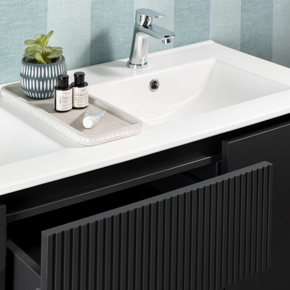 Mueble Vanitorio Sophie Texturado Dark Grey Texturado + Cubierta 120x46x50 cm