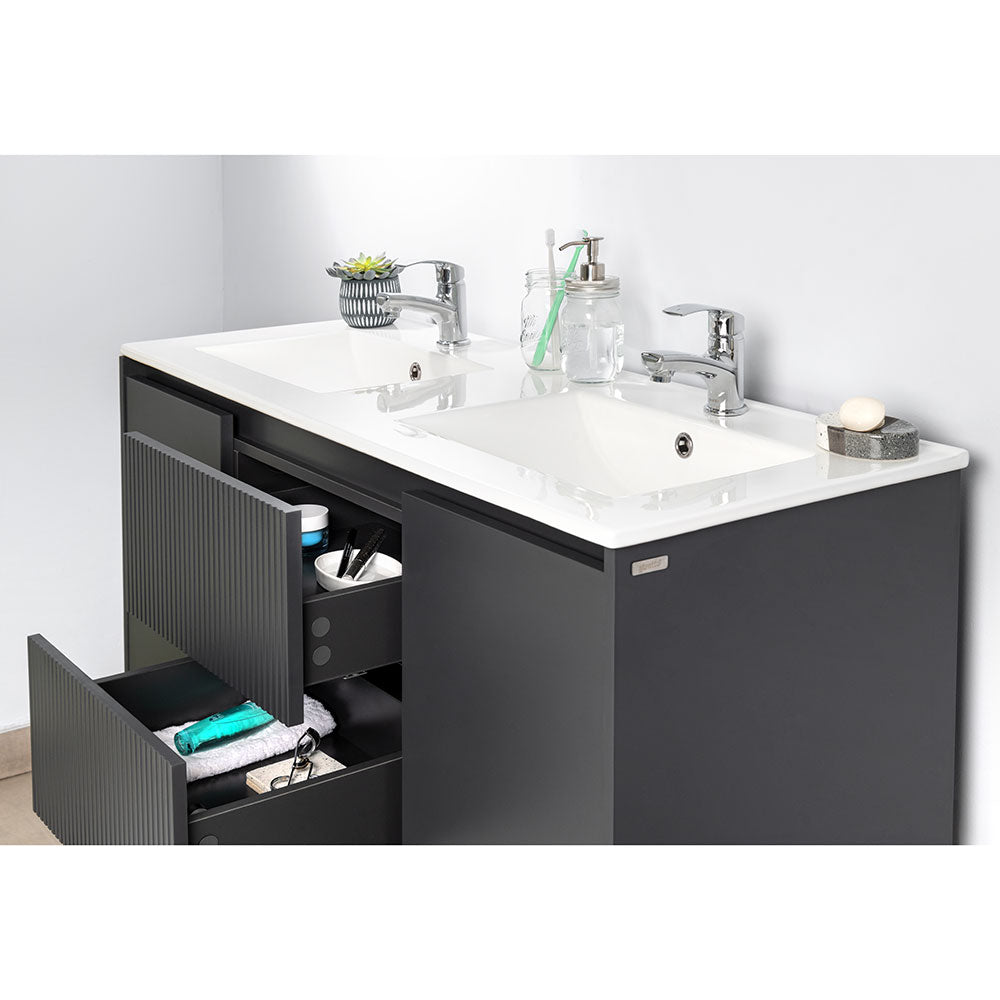 Mueble Vanitorio Sophie Texturado Dark Grey Texturado + Cubierta 120x46x50 cm