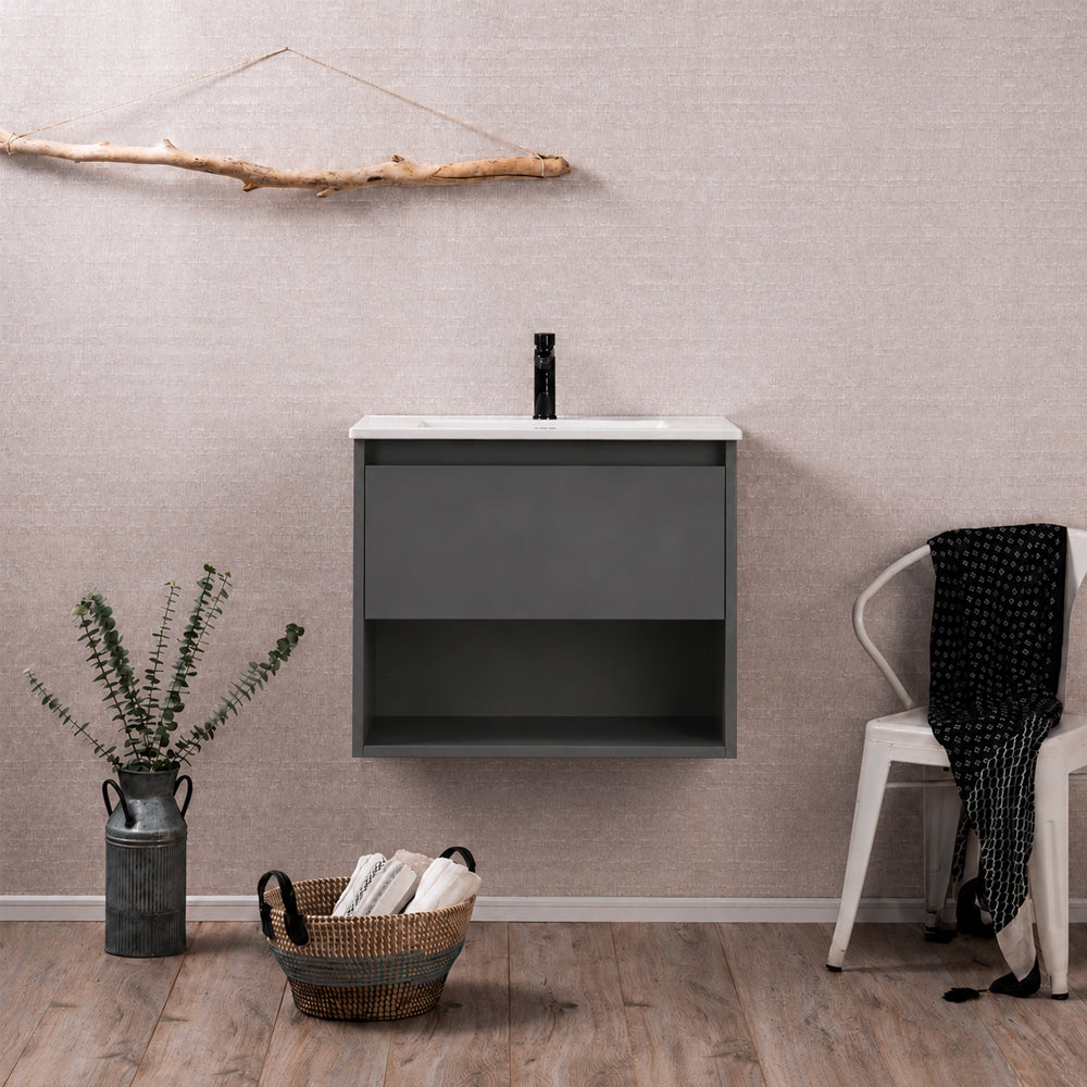 Mueble Vanitorio Zoé Gris Grafito + Cubierta 60x46x50 cm