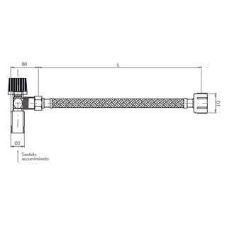 Llave Angular 1/2x1/2 y Flexible Technoflex 1/2x15/16 de 35cm