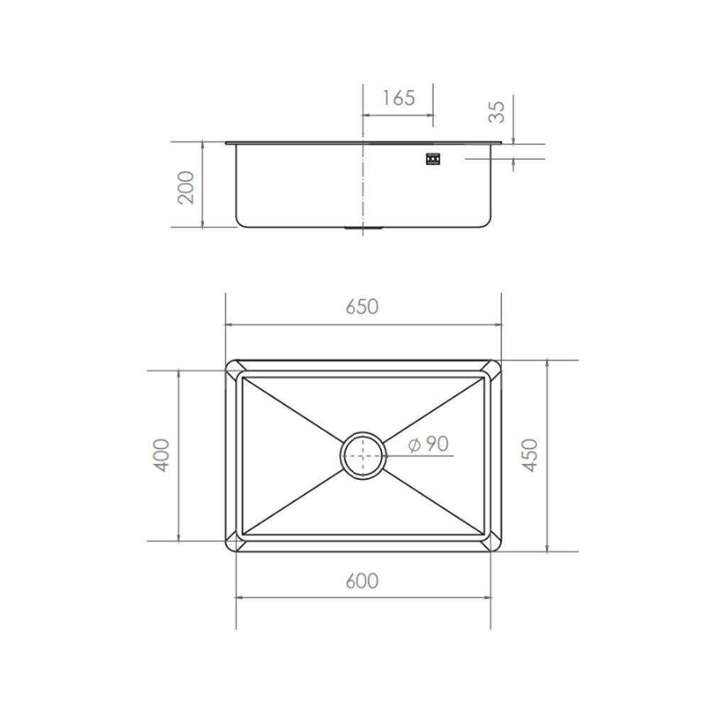 Lavaplatos Empotrado Aramis 65x45cm Cobre