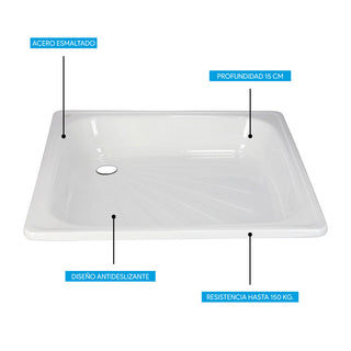 Receptáculo de Acero Esmaltado Atenas 70x70x15 cm sin Desagüe