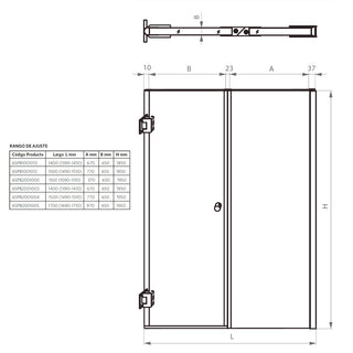Mampara Abatible 140x195cm vidrio 8 mm espesor