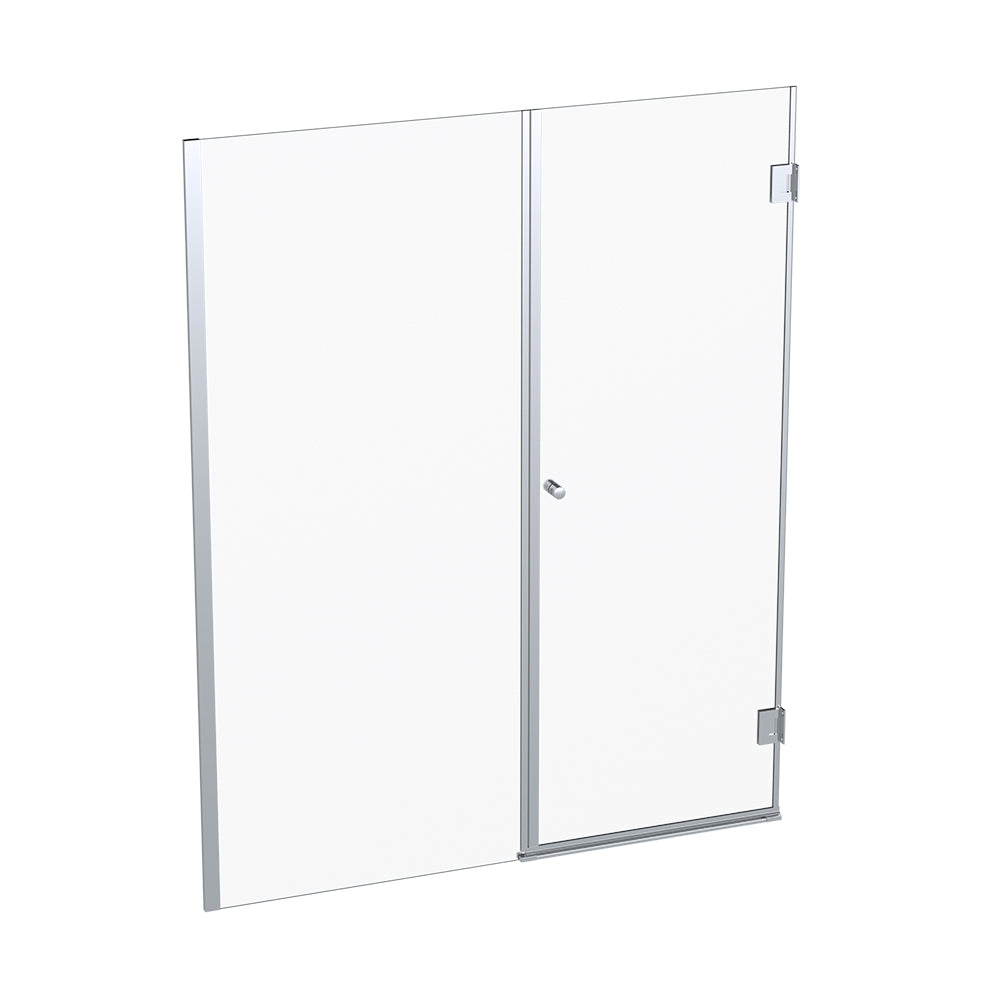 Mampara Abatible 185x110 cm Vidrio 8 mm Perfil Cromado