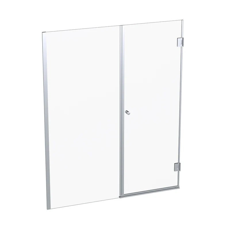 Mampara Abatible 160x185 cm Vidrio 8 mm Perfil Cromado