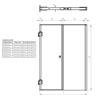 Mampara Abatible 185x130 cm Vidrio 8 mm Perfil Cromado
