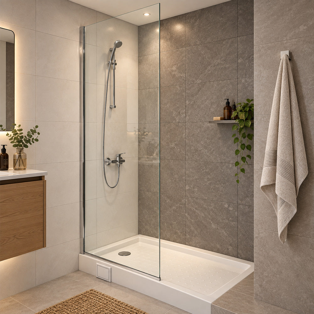 Mampara Fija 100x185 cm Ajustable ±1 cm Cromado