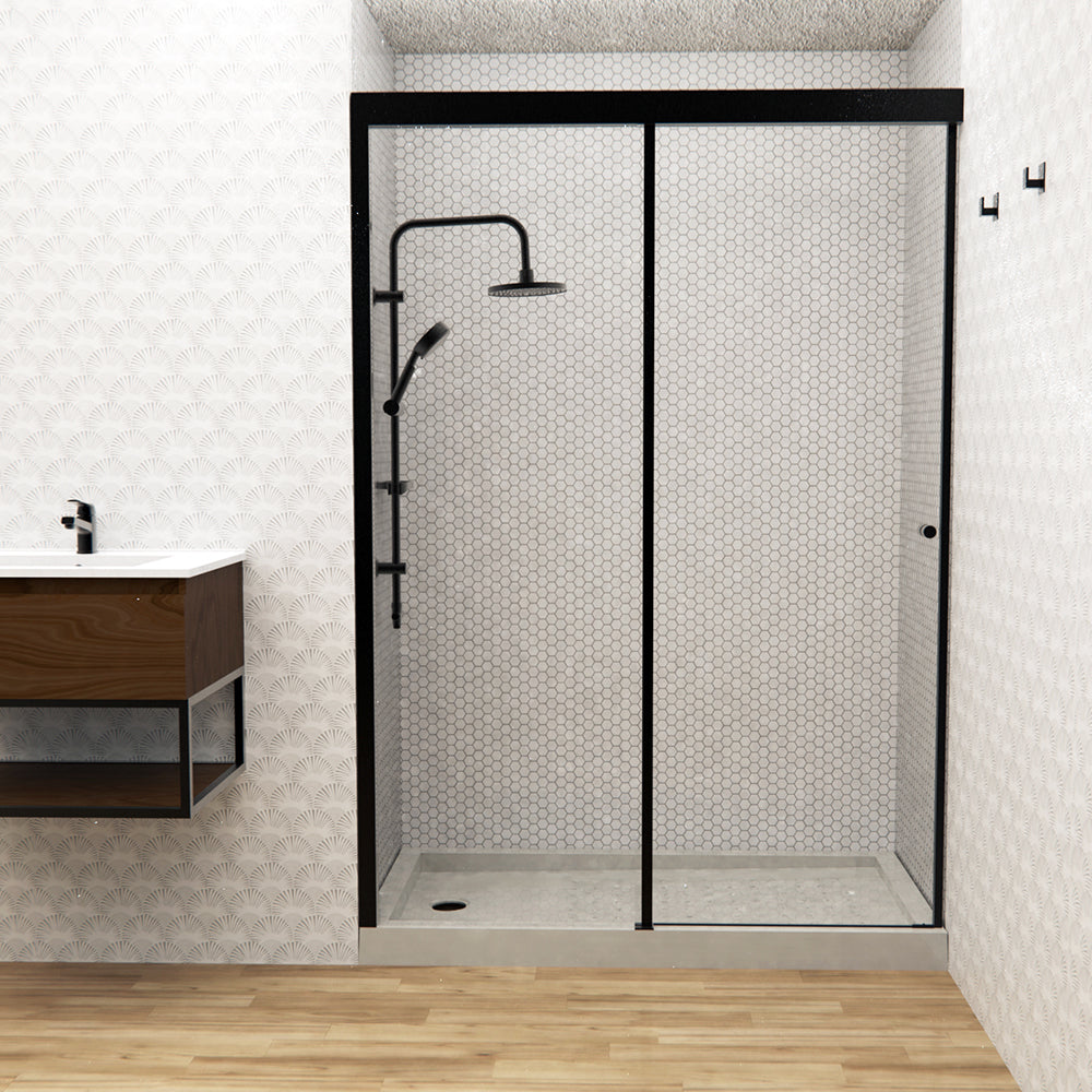 Mampara Corredera Hera 110x185 cm Negro Mate Ajustable ±3 cm