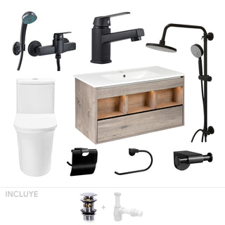 Pack Asturias | Mueble + Griferías + Accesorios + Sanitario
