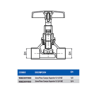 Llave Paso Cuerpo Superior Cr 3/4 BZ