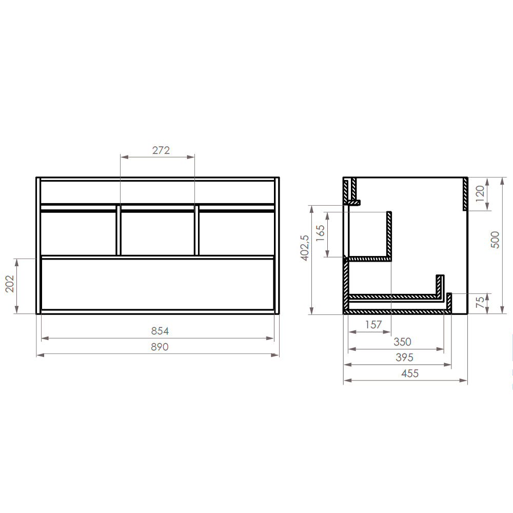 Mueble Éclair 90x46. Color Lenga. Desarmado
