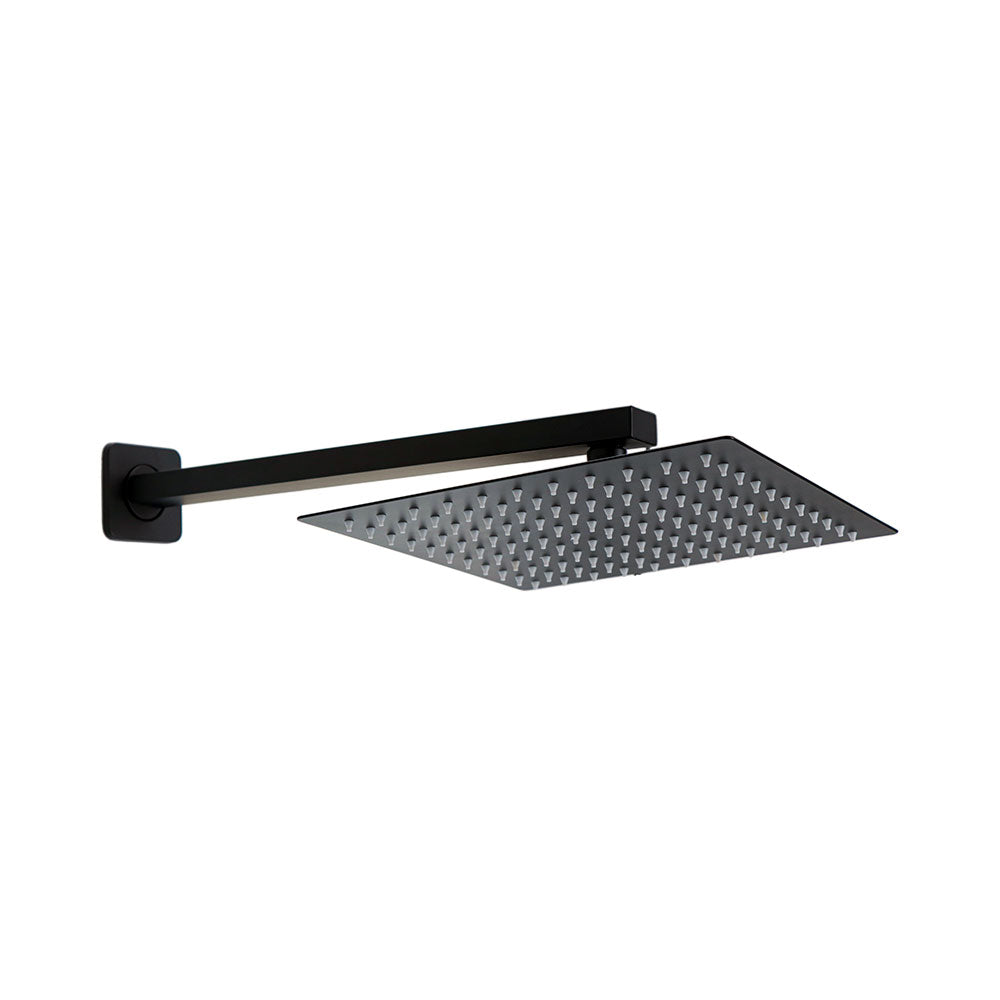 Plato Ducha Cuadrado 25 cm con Brazo 30 cm Negro Mate