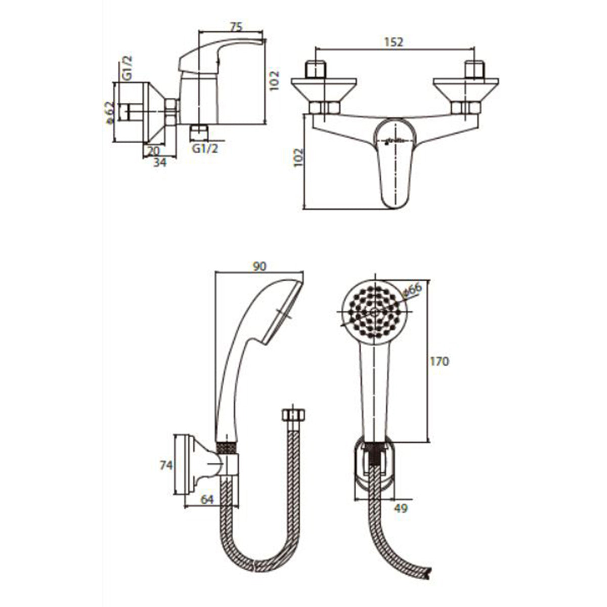 Monomando Ducha New Standard Cromo