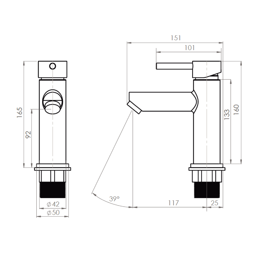 Monomando Lavamanos Fiorenzo Eco Inox Satinado