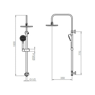 Columna de Ducha Venti + Ducha Verona Negro Mate