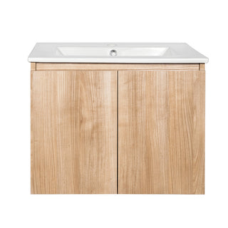 Pack Baño  Art Deco | Mueble Vanitorio Nogal + Grifería + Accesorios Baño Negro Mate