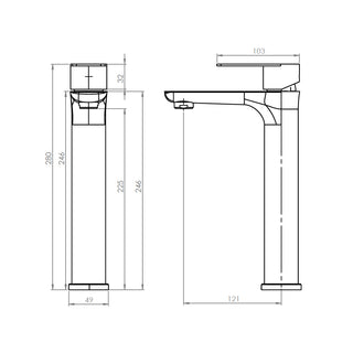 Pack Baño Baena | Vanitorio Sobre Cubierta 36cm + Grifería Alta Negro Mate
