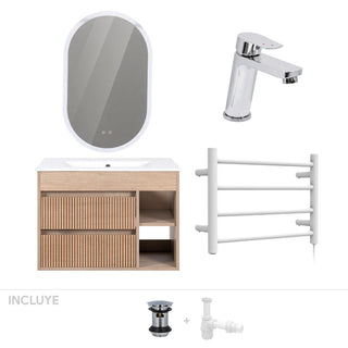 Pack Baño Barcelona | Mueble de Baño + Espejo + Secador de Toallas + Grifería