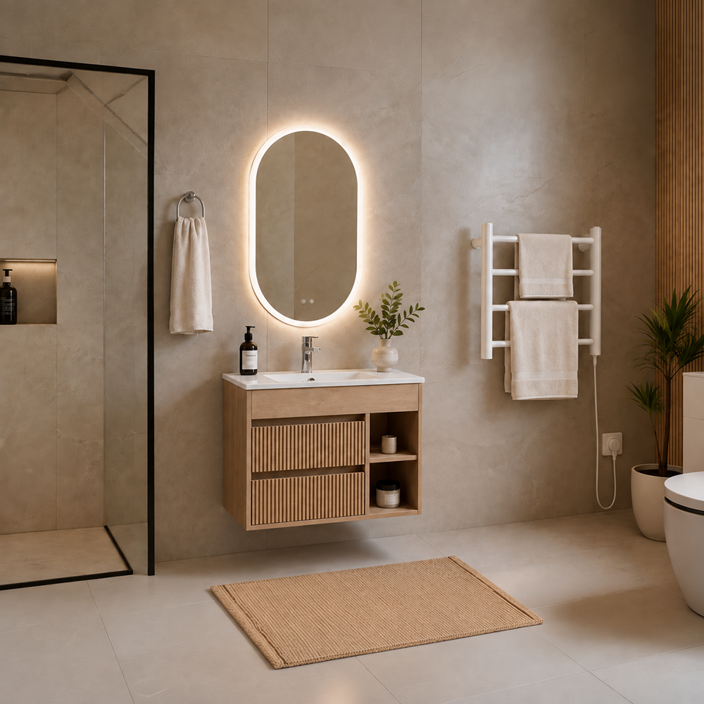 Pack Baño Barcelona | Mueble de Baño + Espejo + Secador de Toallas + Grifería