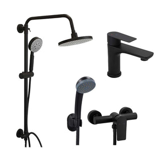 Pack Baño Gótico | Griferías + Columna Ducha Negro Mate