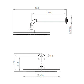 Plato Ducha 30 cm con Brazo 30 cm Niquel