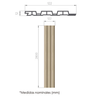 Wall Panel Beige 280x12.2x1.2 cm