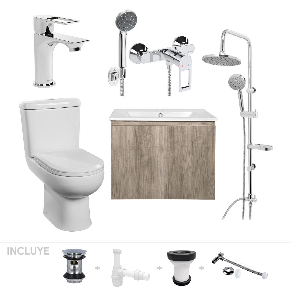 Pack de Baño Mérida | Columna + Sanitario + Mueble