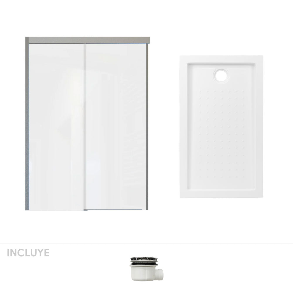Pack Baño Oviedo | Mampara Corredera + Receptáculo | 130 cm ancho