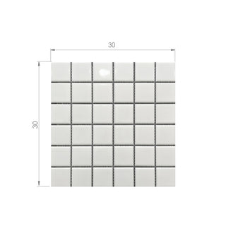 Gres - Mosaico Blanco 5x5 Muro Mate Sobre Malla 30x30