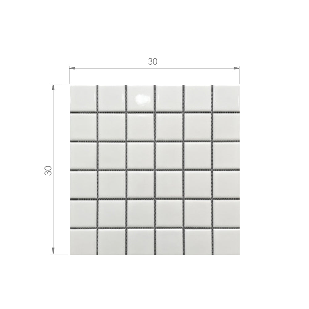 Gres - Mosaico Blanco 5x5 Muro Mate Sobre Malla 30x30