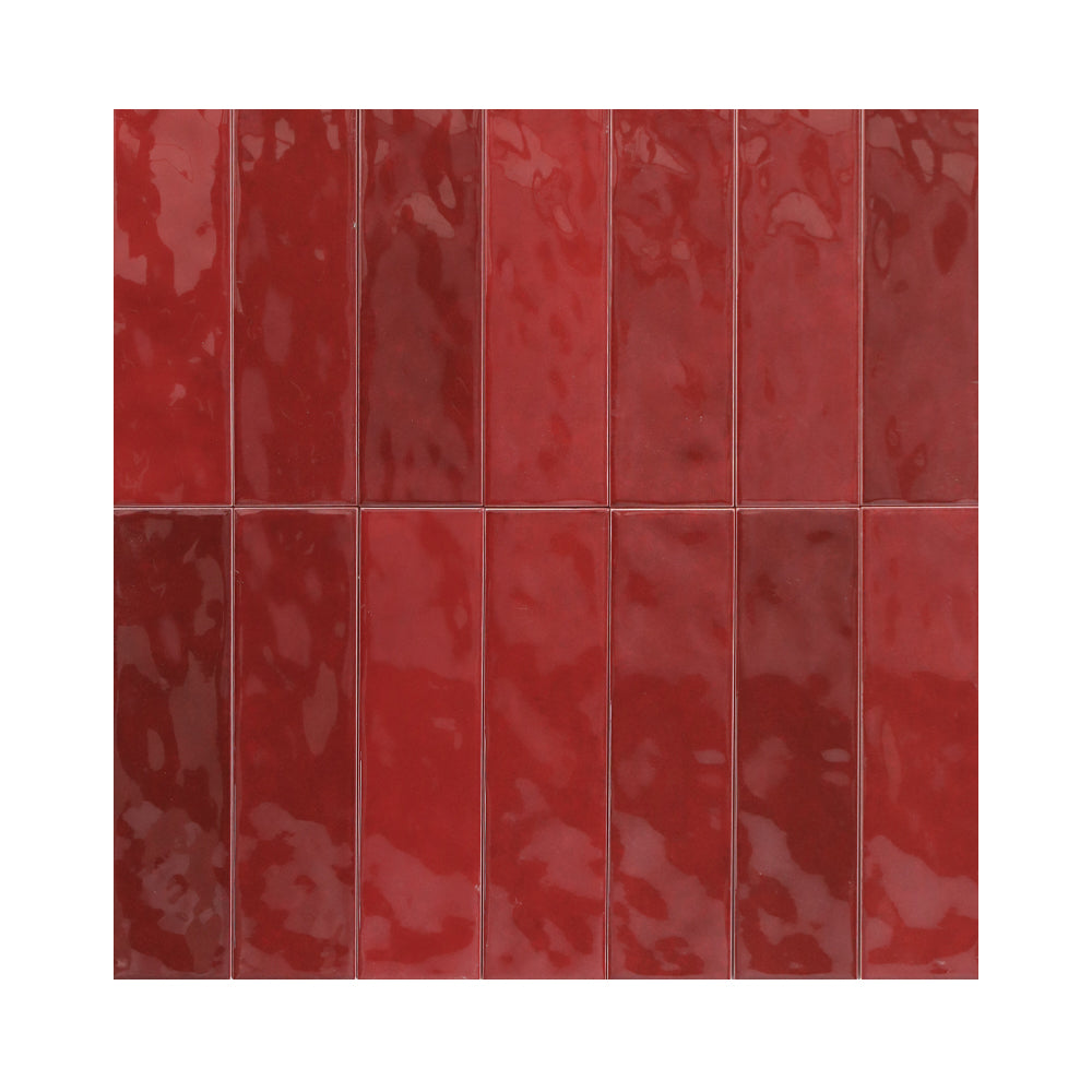 Cerámica  Muro - Brick Soho Wine Brillo  7,5 x 30