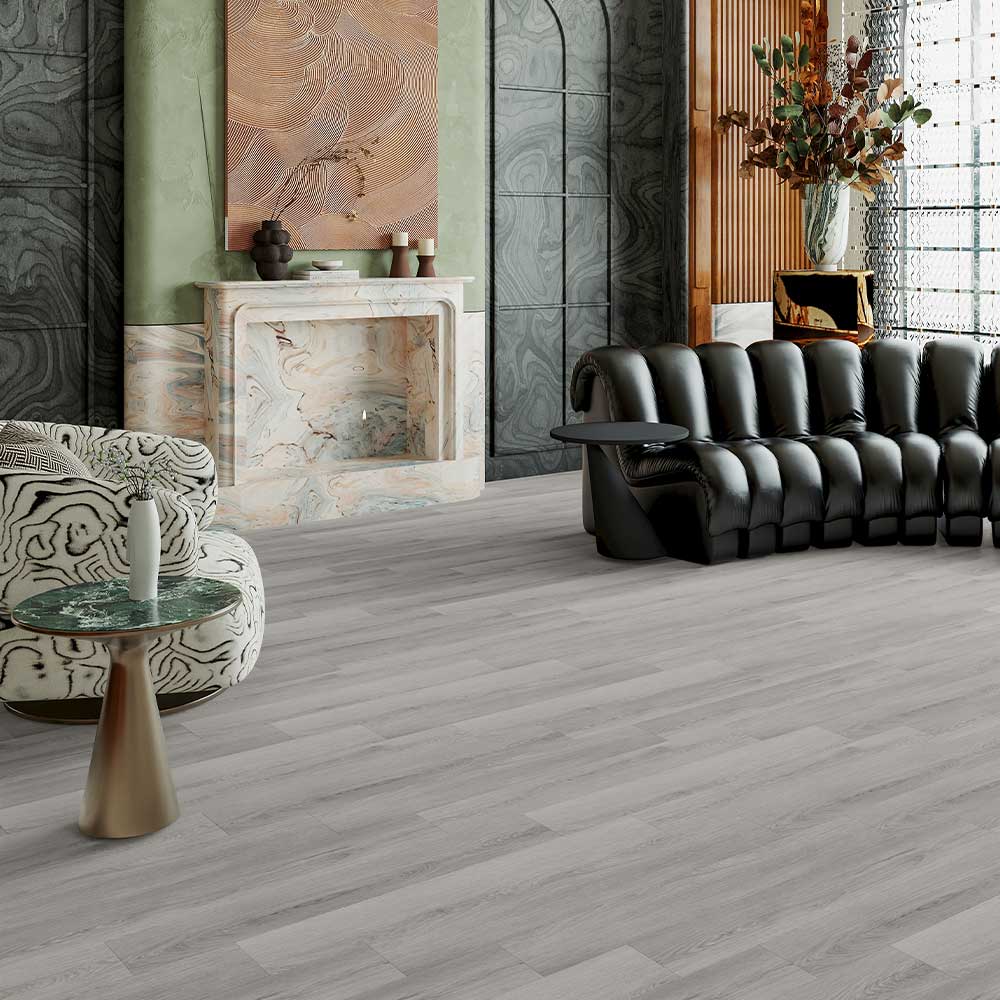 Piso Vinílico LVT Noruega Ceniza 91,4 x 15,24 cm.
