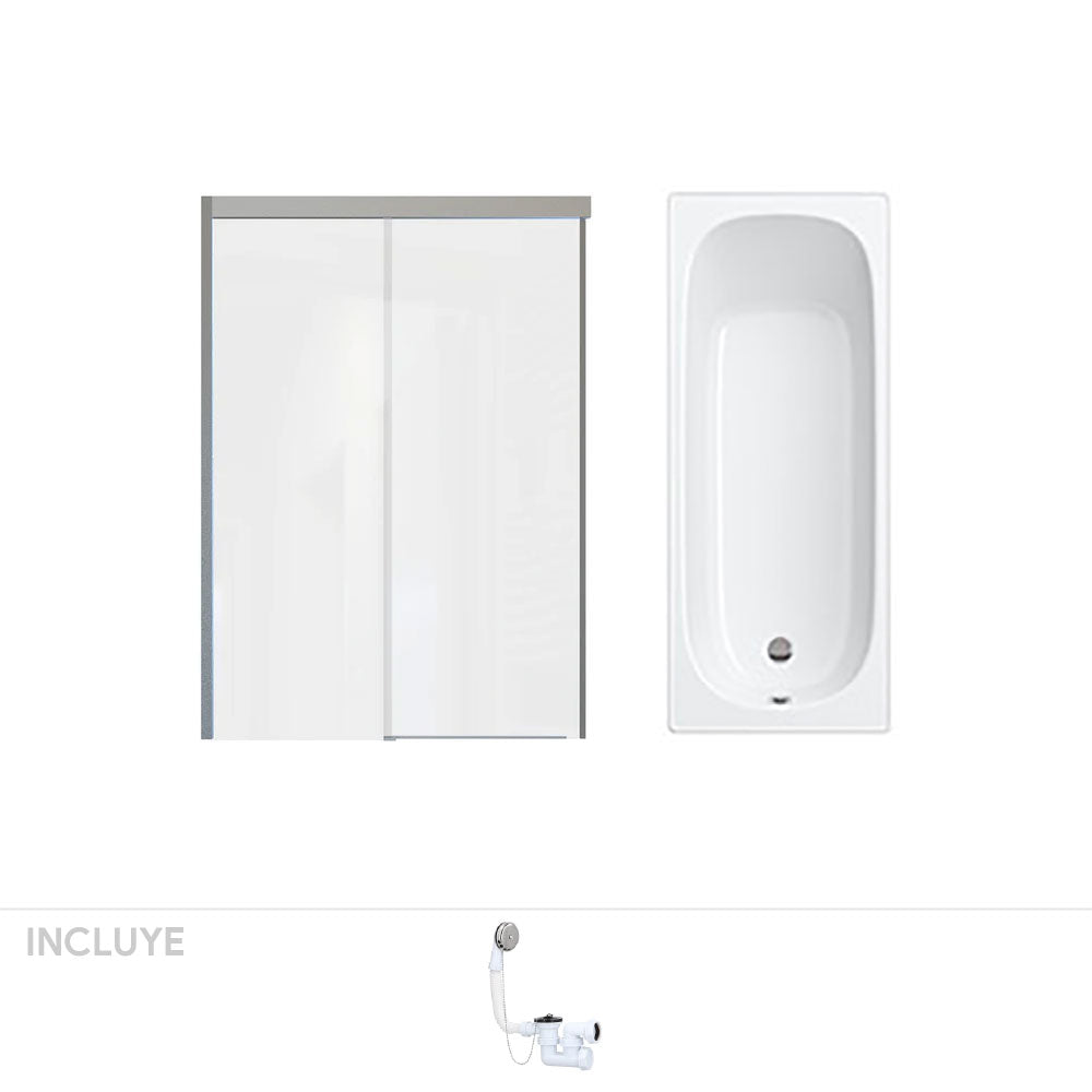 Tina 140x70 + Mampara Tina Corredera 140x150