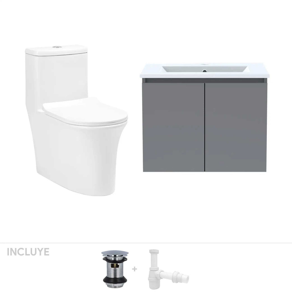 Pack Baño Toledo | Mueble Vanitorio Cinza + Sanitario