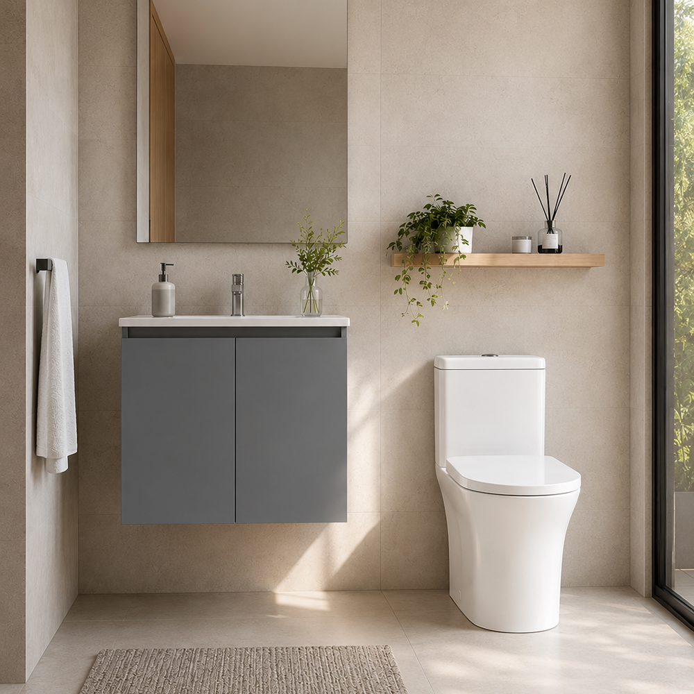 Pack Baño Toledo | Mueble Vanitorio Cinza + Sanitario