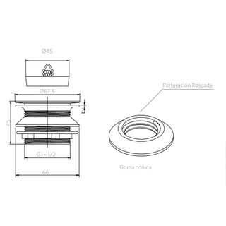 Receptáculo de Acero Esmaltado 15 cm Atenas Con Desagüe