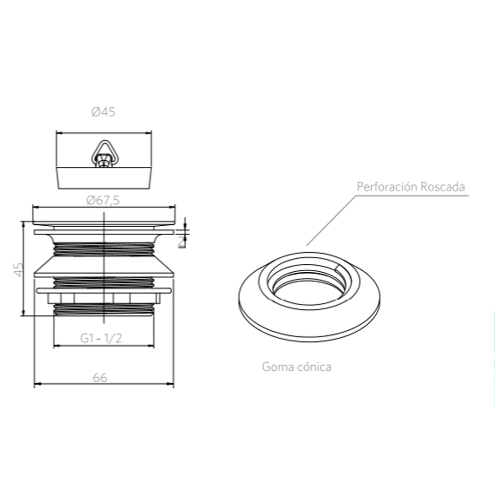 Receptáculo de Acero Esmaltado 15 cm Atenas Con Desagüe