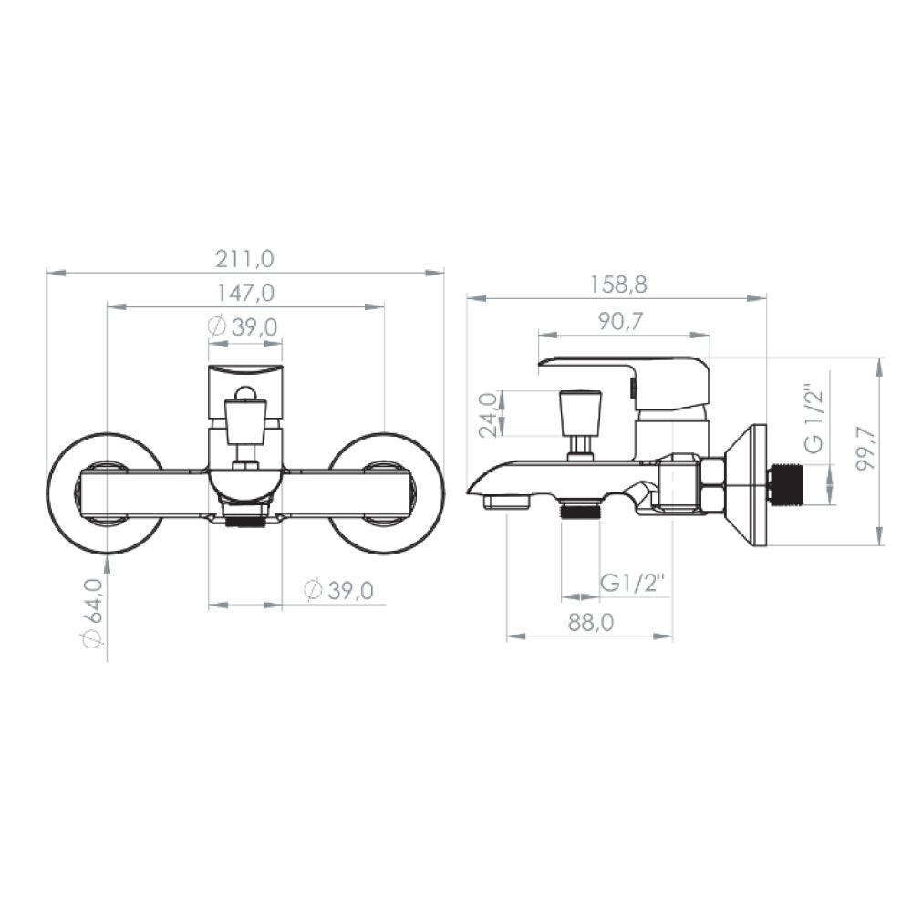 Monomando Tina Ducha Priego Negro Mate