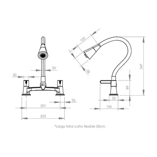 Combinación Lavaplatos Flexible Ferrara Flessi Cromo/Negro